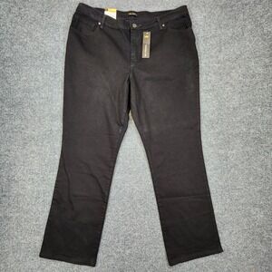 Lee Straight Leg Jeans Womens 18 Short Black Relaxed Fit Mid Rise Stretch NEW